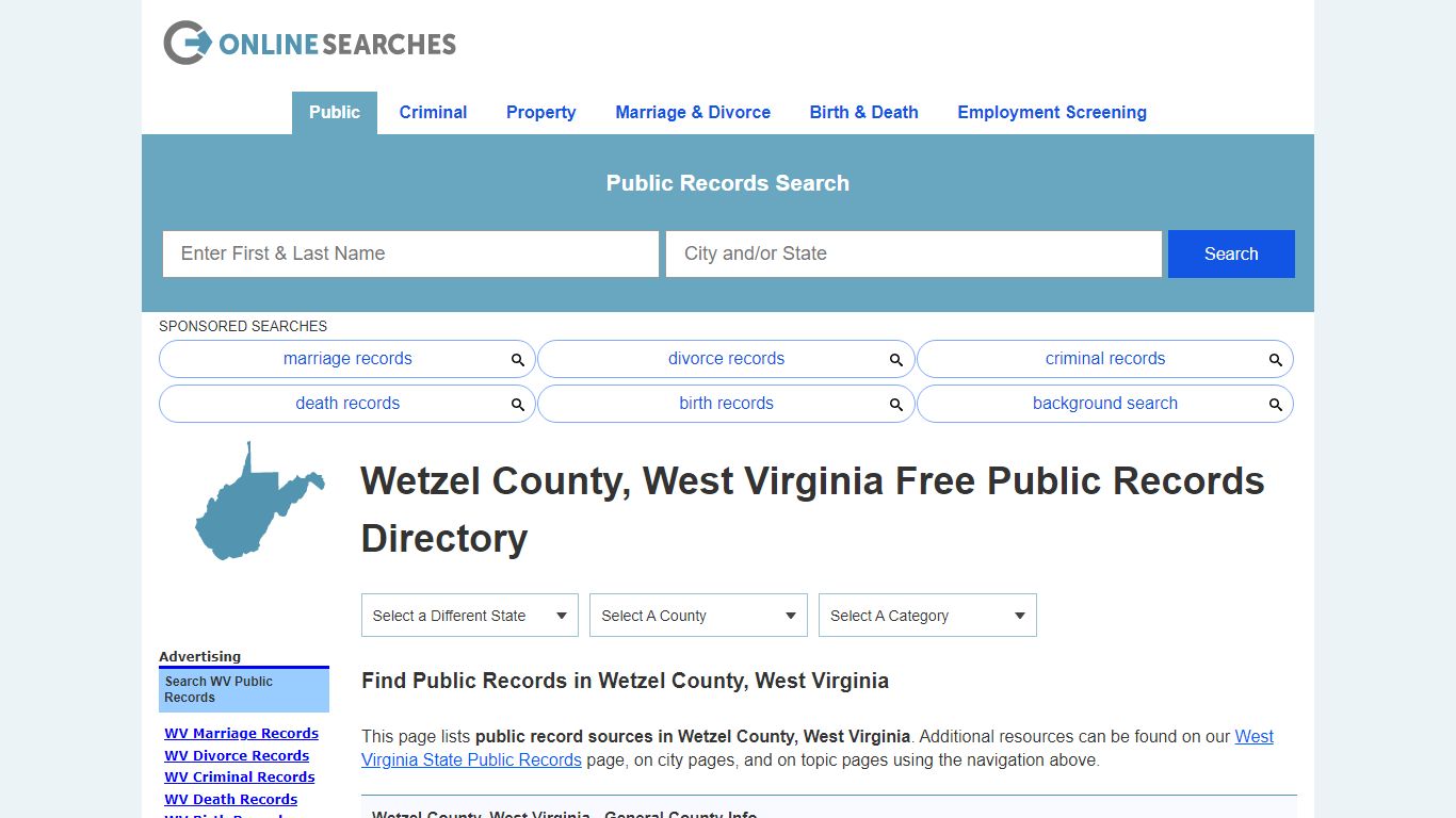 Wetzel County, West Virginia Public Records Directory