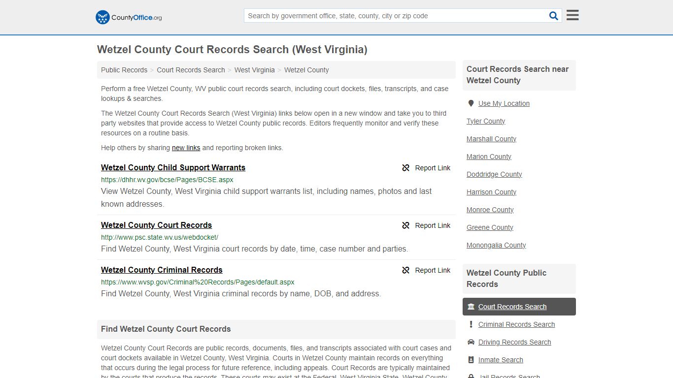 Wetzel County Court Records Search (West Virginia) - County Office